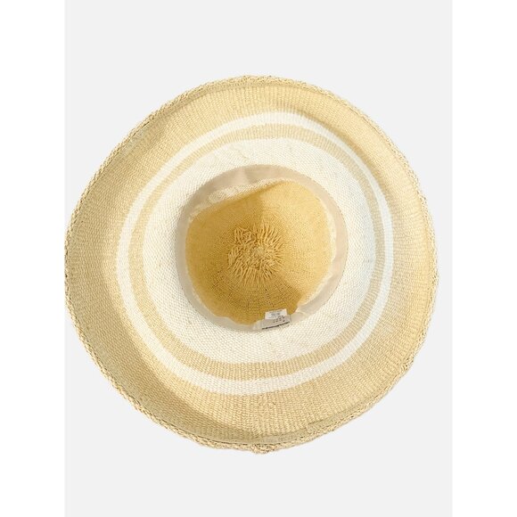 A New Day Striped Floppy Brim Beach Hat Cream Color S/M - Picture 4 of 9